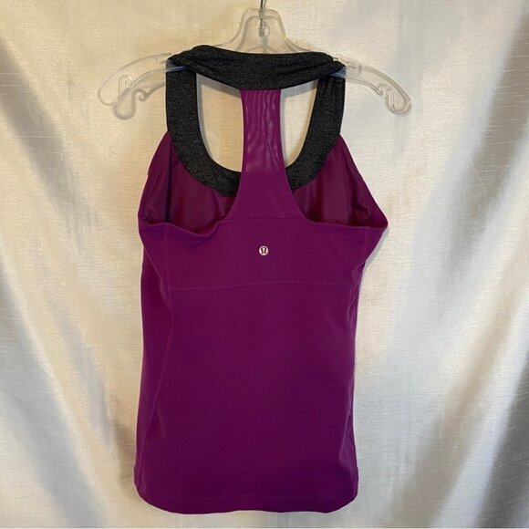 Lululemon Ladies Tank Size  10 Plum with Grey Heather trim - Picture 8 of 9